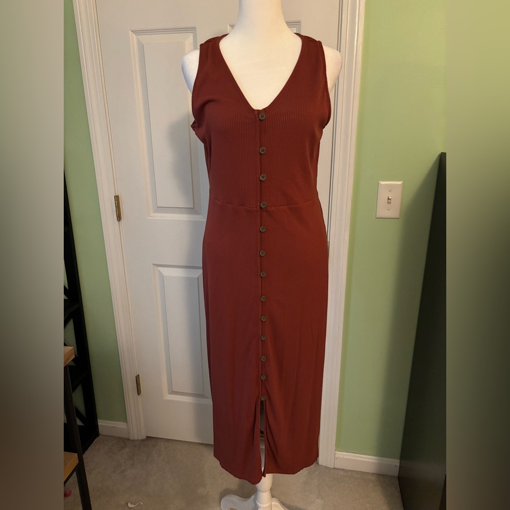 Old Navy Rust Maxi Dress with Button Detail